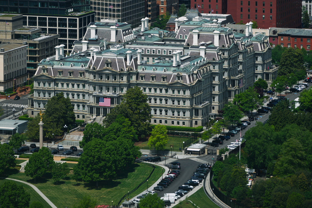 FILE - The Eisenhower Executive Office Building is seen at the White House complex, April 20, 2026, in Washington. (AP Photo/Julia Demaree Nikhinson, File)
