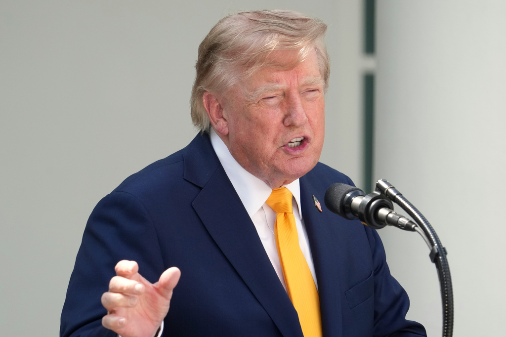 President Donald Trump speaks during a back to school event in the Rose Garden of the White House, Monday, Aug. 24, 2026, in Washington. (AP Photo/Alex Brandon)