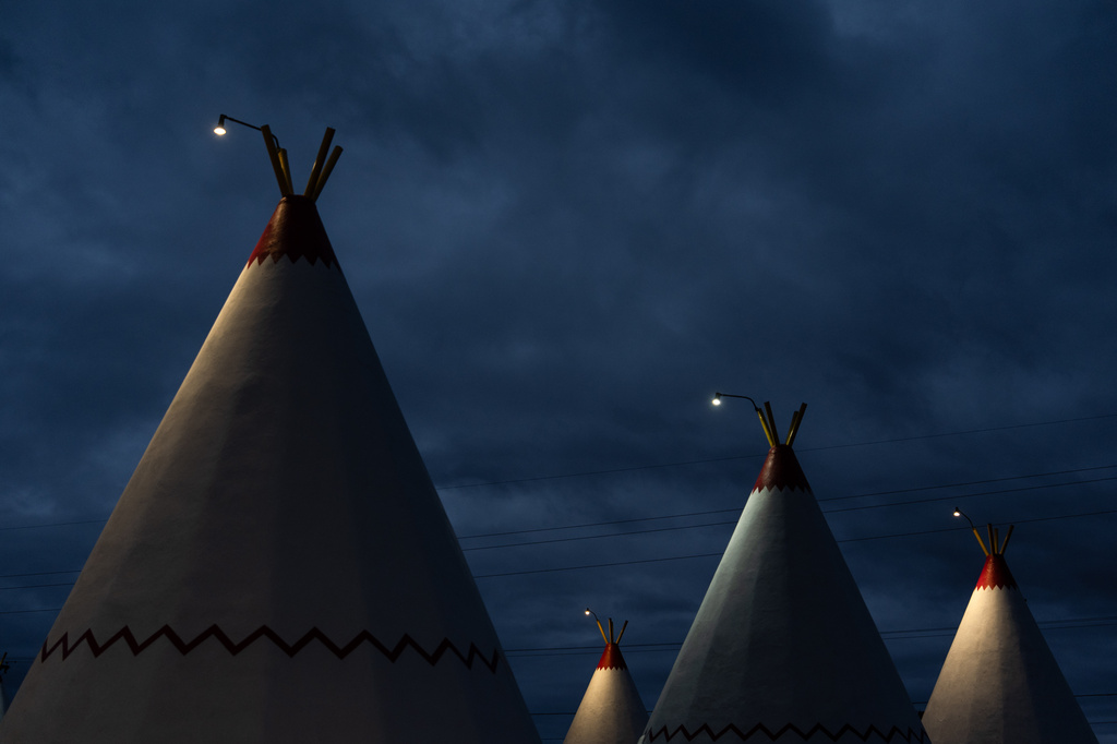 Teepee-shaped rooms at the Wigwam Motel, a landmark along historic Route 66, are seen in Holbrook, Ariz., Wednesday, Nov. 19, 2025. (AP Photo/Jae C. Hong)