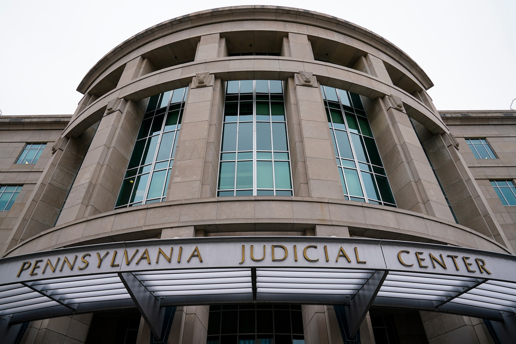 FILE - The Pennsylvania Judicial Center, home to the Commonwealth Court, is pictured on Feb. 21, 2023, in Harrisburg, Pa. (AP Photo/Matt Rourke, File)