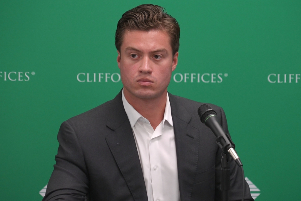This image taken from video shows Benjamin Del Real speaking at a news conference in Chicago, Tuesday, July 21, 2026. (AP Photo/Laura Bargfeld)