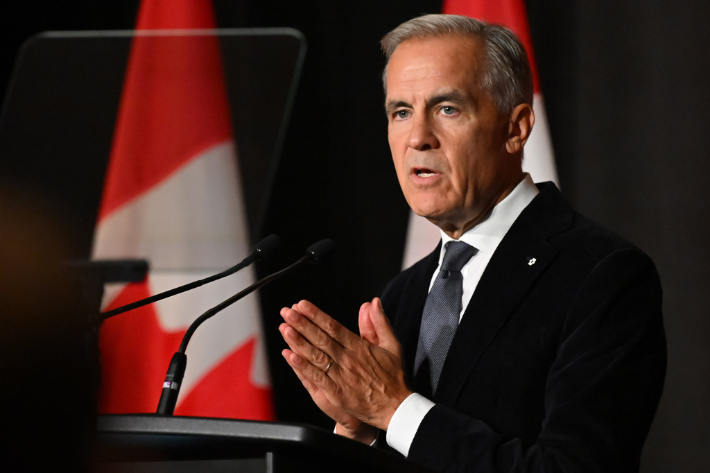 Canadian Prime Minister Mark Carney speaks to Canadian business leaders at the Canada Investment Summit welcome reception in Toronto, Sunday, Sept. 13, 2026. (Jon Blacker/The Canadian Press via AP)