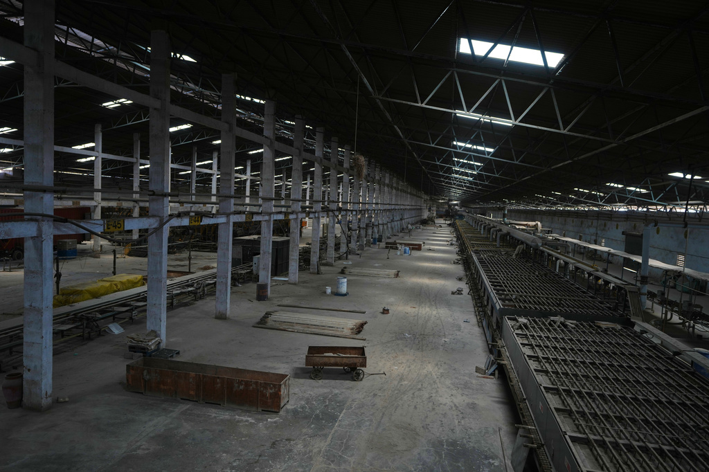 A ceramics factory is seen closed following fuel shortage in Morbi, in the Indian state of Gujarat, Wednesday, April 8, 2026. (AP Photo/Ajit Solanki)