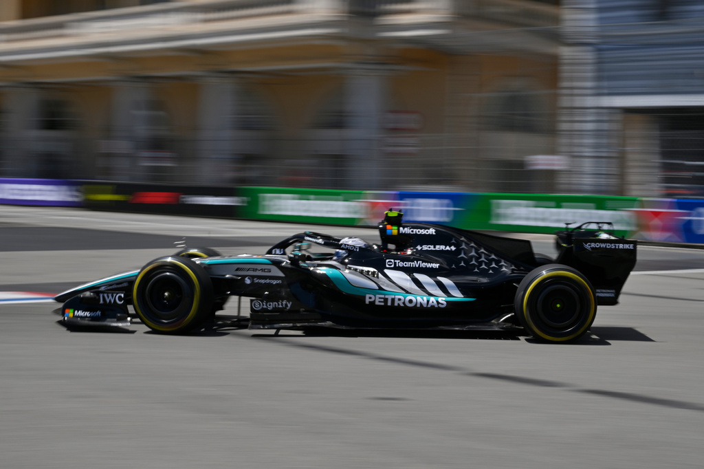 Mercedes driver Andrea Kimi Antonelli of Italy steers his car during the first free Formula One practice at the Monaco racetrack, in Monaco, Friday, June 5, 2026. (AP Photo/Philippe Magoni)