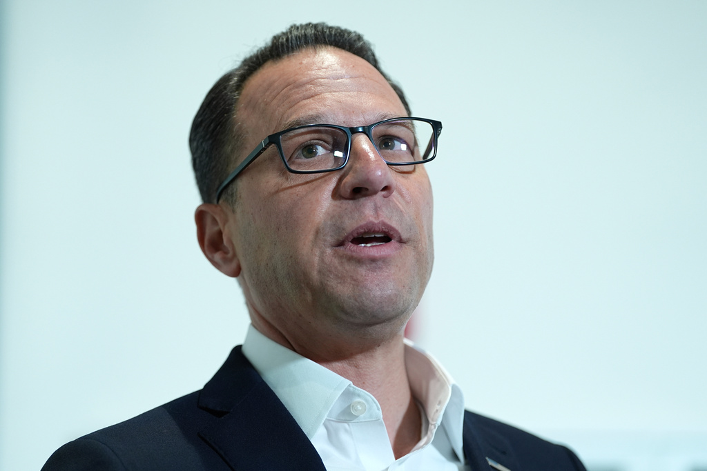 FILE - Pennsylvania Gov. Josh Shapiro visits the Hershey Company's new manufacturing plant in Hershey, Pa., April 16, 2025. (AP Photo/Matt Rourke, File)