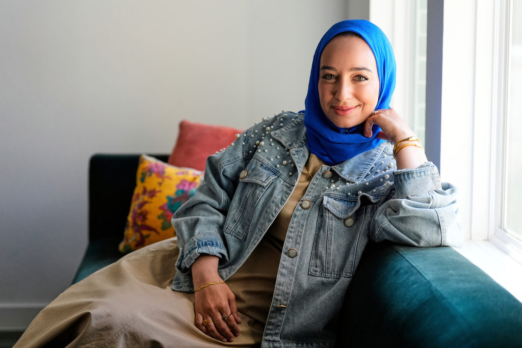 FILE - Hoda Abrahim, founder and CEO of, "Love, Inshallah," a matchmaker featured on the series, "Muslim Matchmaker," on Hulu, appears in her home on Aug. 11, 2025, in Conroe, Texas. (AP Photo/Ashley Landis, File)