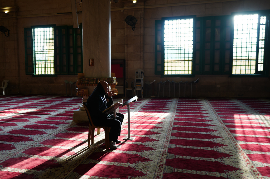 A Muslim man prays in the Al-Aqsa Mosque compound following a ceasefire reached between Iran, Israel and the United States. in Jerusalem's Old City, Thursday, April 9, 2026. (AP Photo/Mahmoud Illean)
