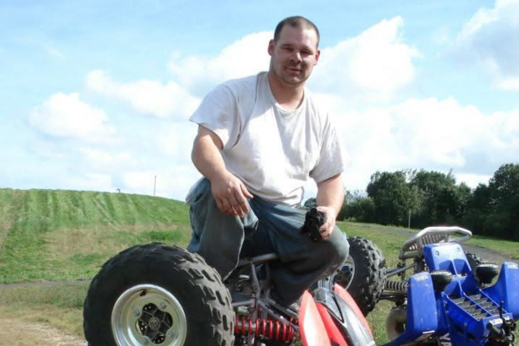 In a 2011 photo in New Hampshire, Sean Therrien is pictured riding an ATV. (Becky Carp via AP Photo)