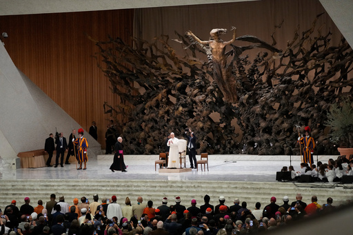 Pope Leo XIV arrives at a commemoration of the 60th anniversary of the Vatican 1965 declaration Nostra Aetate (In Our Time) in the Paul VI Hall at the Vatican, Tuesday, Oct. 28, 2025. (AP Photo/Gregorio Borgia) Pope Leo XIV arrives at a commemoration of the 60th anniversary of the Vatican 1965 declaration Nostra Aetate (In Our Time) in the Paul VI Hall at the Vatican, Tuesday, Oct. 28, 2025. (AP Photo/Gregorio Borgia)