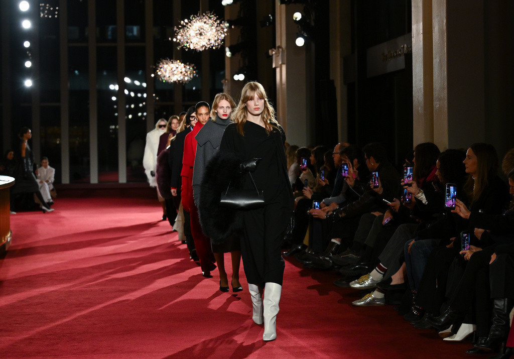 Models walk the runway during the Michael Kors Fall/Winter 2026 fashion show as part of New York Fashion Week, Thursday, Feb. 12, 2026, in New York. (Photo by Evan Agostini/Invision/AP)