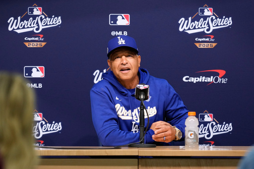 Los Angeles Dodgers manager Dave Roberts speaks during a news conference ahead of Game 3 of baseball's World Series Sunday, Oct. 26, 2025, in Los Angeles. (AP Photo/Mark J. Terrill) Los Angeles Dodgers manager Dave Roberts speaks during a news conference ahead of Game 3 of baseball's World Series Sunday, Oct. 26, 2025, in Los Angeles. (AP Photo/Mark J. Terrill)