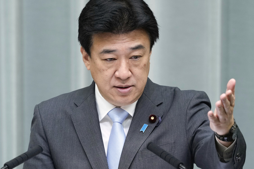 Japan's Chief Cabinet Secretary Minoru Kihara attends a news conference in Tokyo Wednesday, June 24, 2026. (Yuki Sato/Kyodo News via AP)
