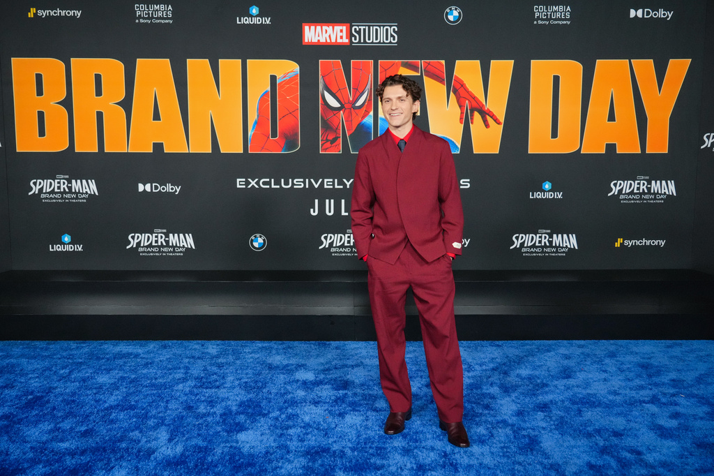 Tom Holland arrives at the premiere of "Spider-Man: Brand New Day" on Monday, July 27, 2026, at the Dolby Theatre in Los Angeles. (Photo by Jordan Strauss/Invision/AP)