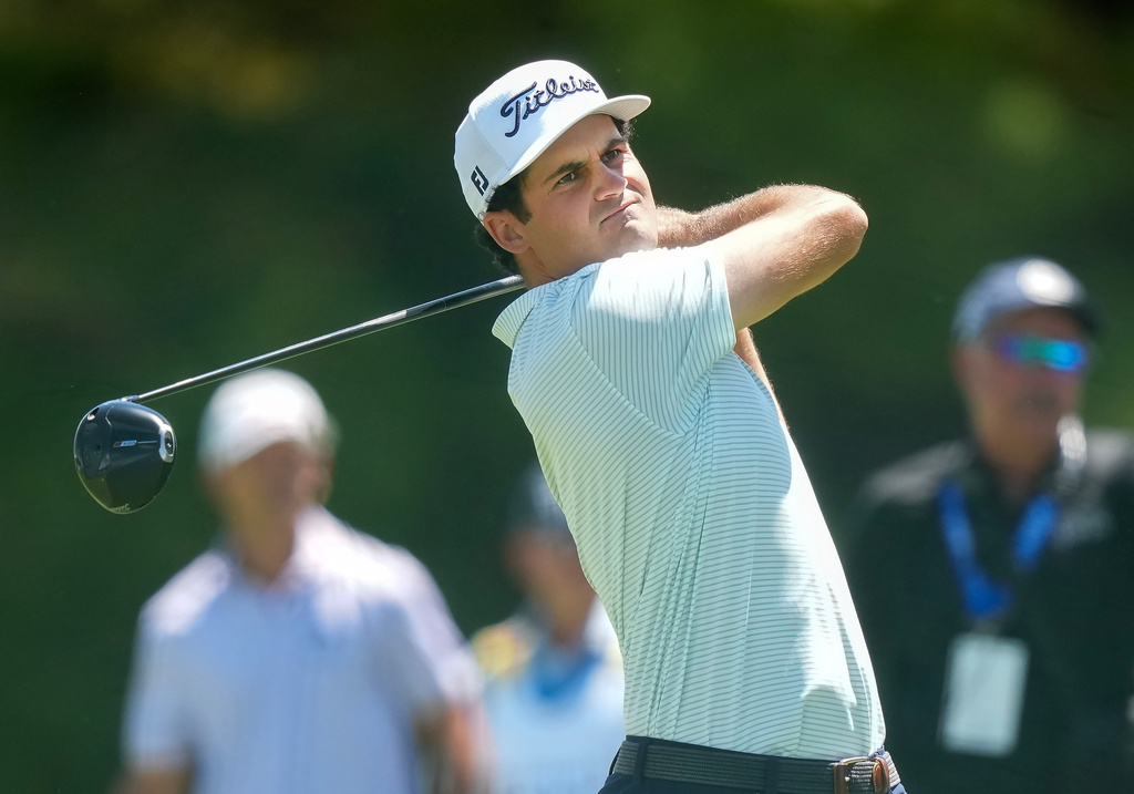 Jackson Suber tees off on the second hole during the third round at the Canadian Open golf tournament in Caledon, Ontario, Saturday, June 13, 2026. (Nathan Denette/The Canadian Press via AP)