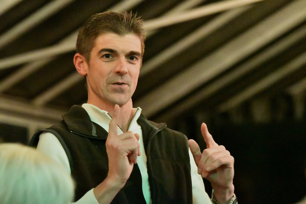 Ryan Crosswell, former federal prosecutor who quit the Department of Justice in protest, speaks at a campaign event for his run for Congress, Dec. 4, 2025, in Allentown, Pa. (AP Photo/Marc Levy)