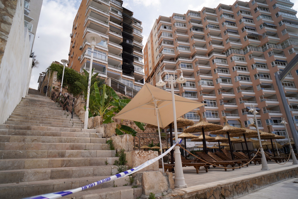 A view of a burnt-out apartment following a fire in the resort town of Magaluf, a tourist area on the Spanish island of Mallorca, Thursday, June 11, 2026. (Javier Fernandez/Europa Press via AP)