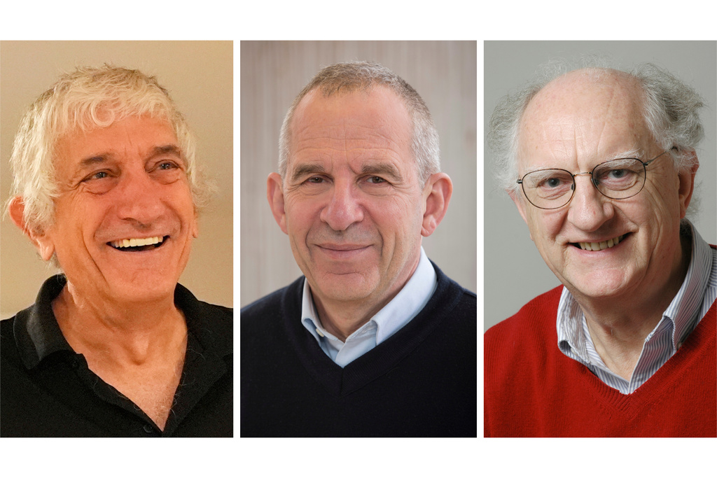 This combination of images shows the winners of the 2025 Nobel Prize in physics John Martinis, Michel H. Devoret and John Clarke. (AP Photo/Mark J. Terrill, Harold Shapiro via AP, University of California, Berkeley via AP)