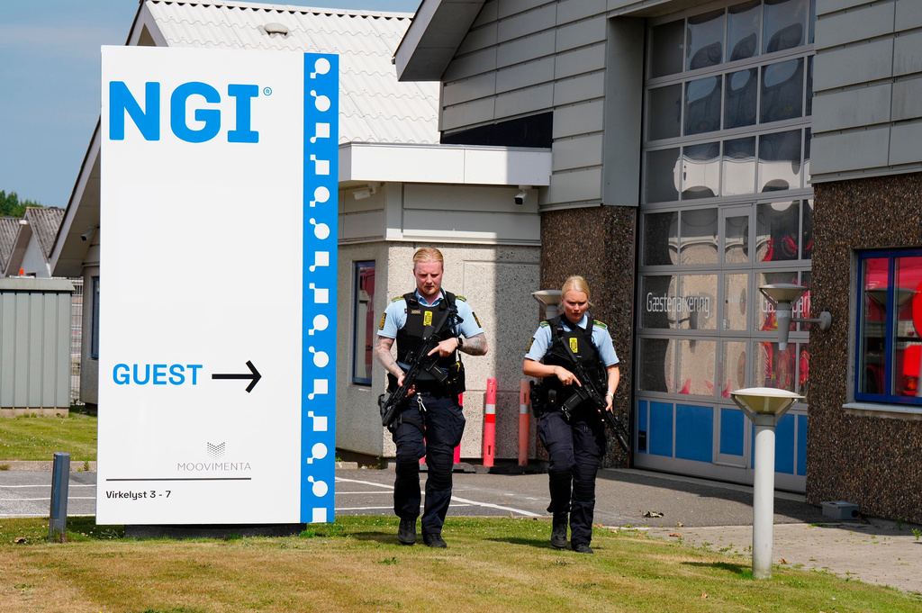 Police respond near the scene of a shooting in Nørresundby, in the North Jutland region in northern Denmark, Friday, July 17, 2026. (Henning Bagger/Ritzau Scanpix via AP)