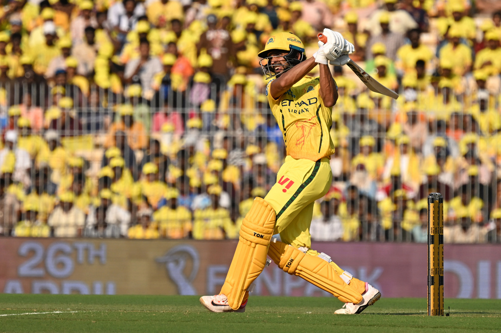 Chennai Super Kings' captain Ruturaj Gaikwad bats during the Indian Premier League cricket match between Chennai Super Kings and Gujarat Titans in Chennai, India, Sunday, April 26, 2026. (AP Photo)