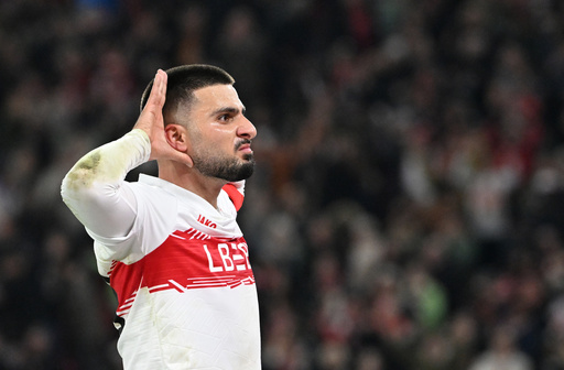 Stuttgart's Deniz Undav celebrates scoring their side's second goal of the game during the Bundesliga soccer match between VfB Stuttgart and FSV Mainz 05, in Stuttgart, Germany, Sunday, Oct. 26, 2025. (Marijan Murat/dpa via AP) Stuttgart's Deniz Undav celebrates scoring their side's second goal of the game during the Bundesliga soccer match between VfB Stuttgart and FSV Mainz 05, in Stuttgart, Germany, Sunday, Oct. 26, 2025. (Marijan Murat/dpa via AP)