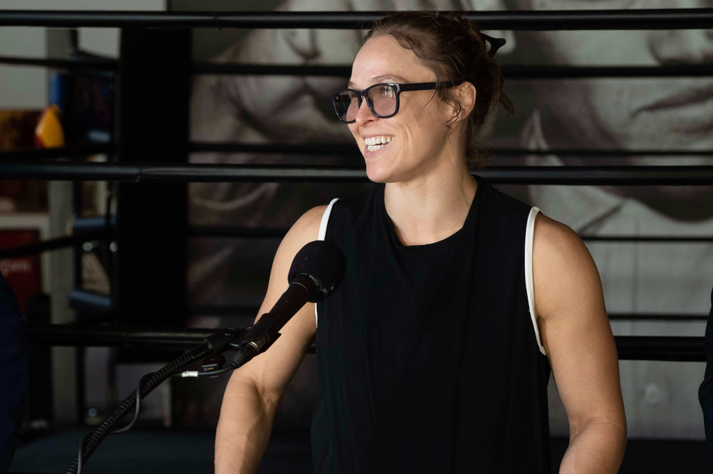 Ronda Rousey speaks during a news conference at All City Boxing Club in Los Angeles. (Hans Gutknecht/The Orange County Register via AP, File)