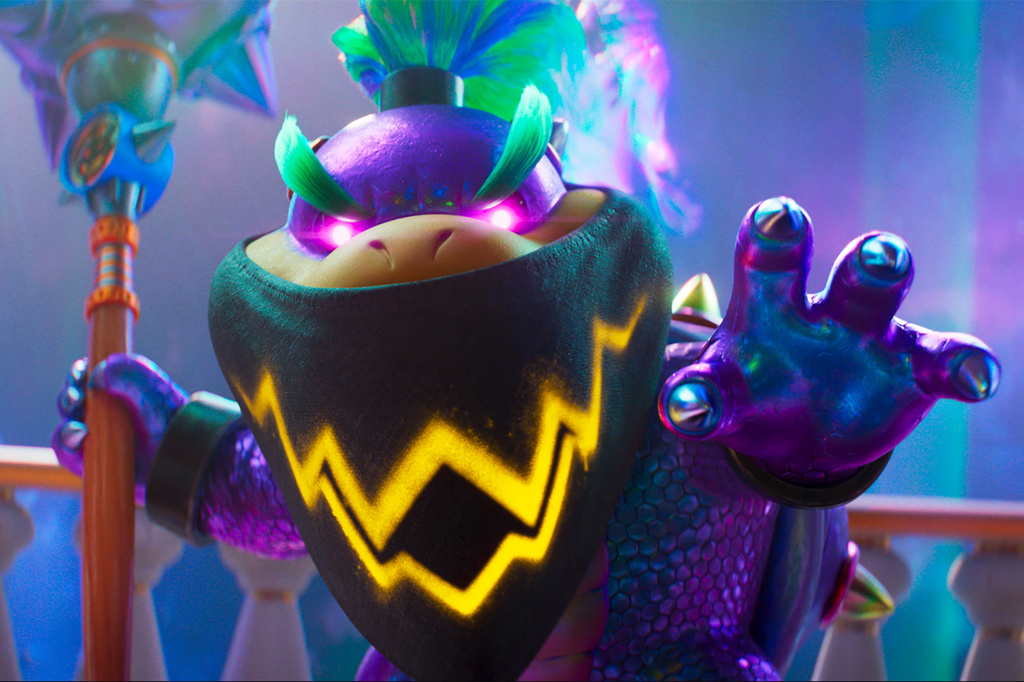 This image released by Universal Pictures shows Bowser Jr., voiced by Benny Safdie, in a scene from "The Super Mario Galaxy Movie." (Nintendo and Illumination/Universal Pictures via AP)