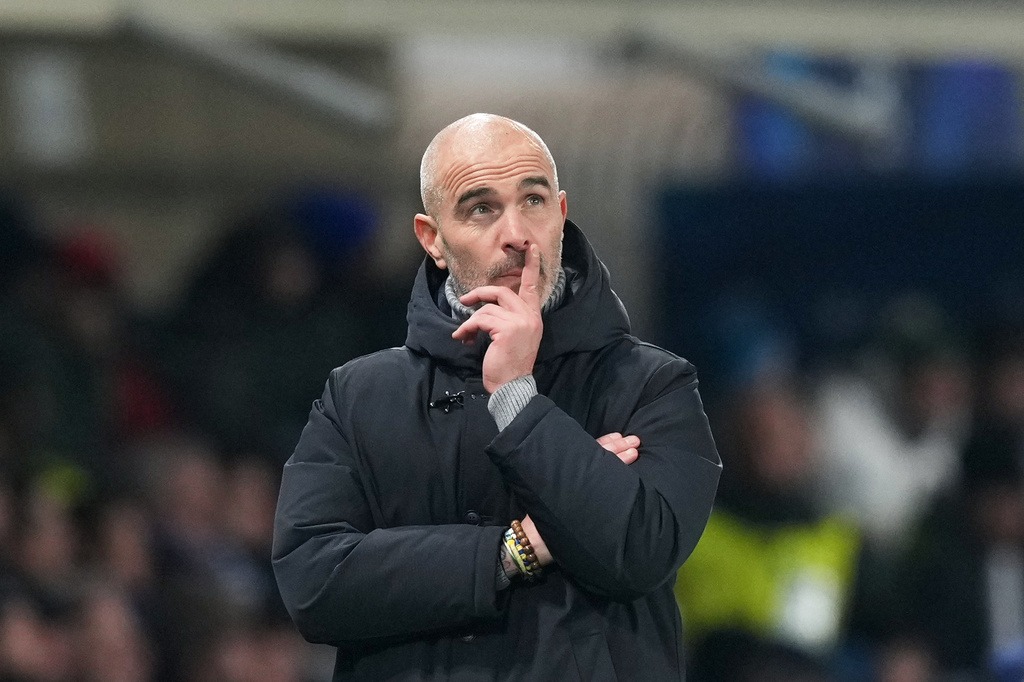 FILE - Then Chelsea's head coach Enzo Maresca reacts during the Champions League opening phase soccer match between Atalanta and Chelsea, in Bergamo, Italy, Dec. 9, 2025. (AP Photo/Antonio Calanni, File)