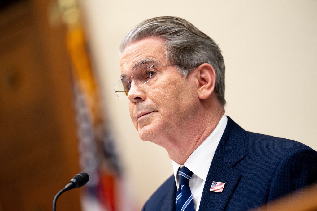 Secretary of the Treasury Scott Bessent listens to questions from members of the House Financial Services Committee during a hearing on Capitol Hill in Washington, Wednesday, Feb. 4, 2026. (AP Photo/Nathan Howard)