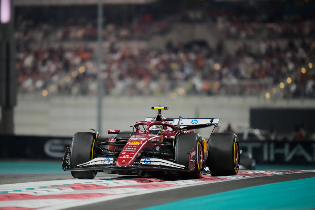 Ferrari driver Lewis Hamilton of Britain in action during the Abu Dhabi Formula One Grand Prix in Abu Dhabi, United Arab Emirates, Sunday, Dec. 7, 2025. (AP Photo/Darko Bandic)