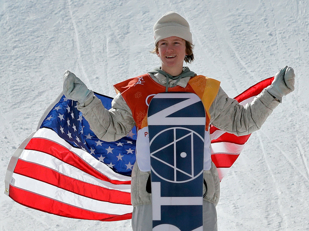 FILE - Red Gerard, of the United States, smiles after winning gold in the men's slopestyle final at Phoenix Snow Park at the 2018 Winter Olympics in Pyeongchang, South Korea, Feb. 11, 2018. (AP Photo/Lee Jin-man, File)