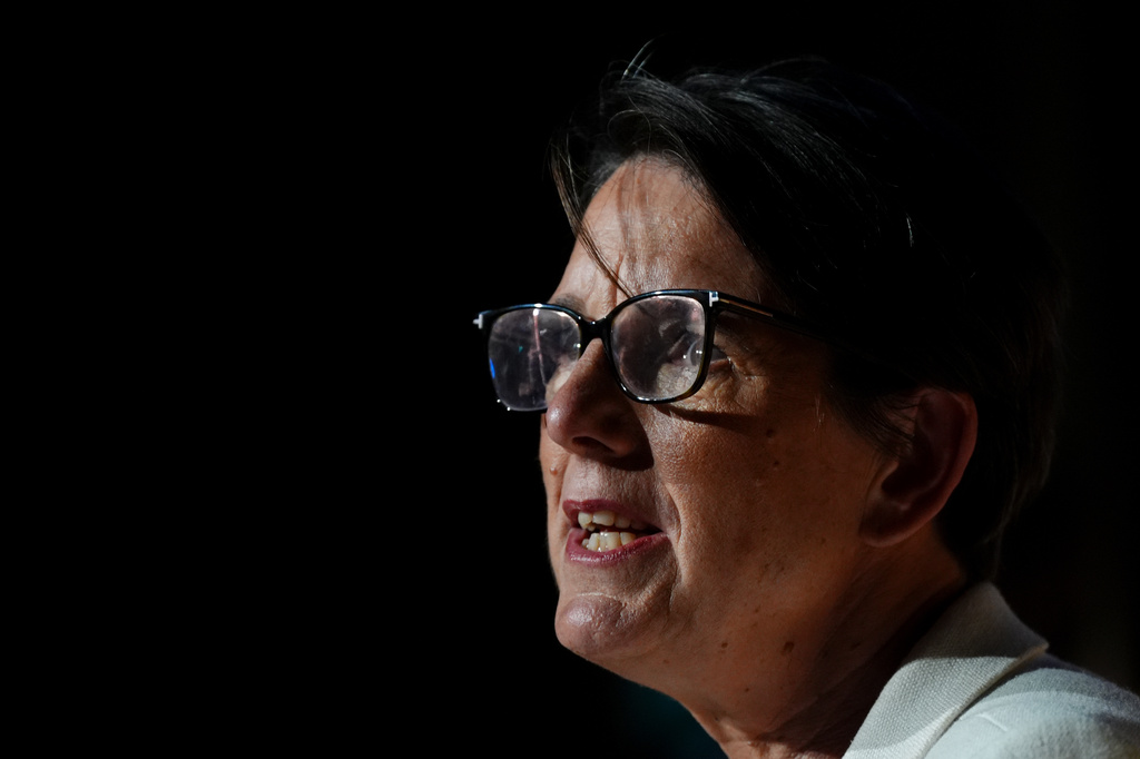 Director of GCHQ (Government Communications Headquarters), Anne Keast-Butler, delivers her inaugural annual lecture in Bletchley, England, Wednesday, May 27, 2026. (Jacob King/PA via AP, Pool)