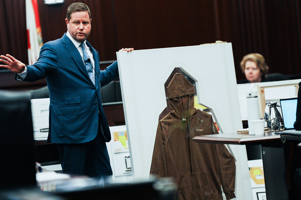 Defense Attorney Jesse Dreicer gaves the closing arguments for the defense in the the Mario Fernandez Saldana trial Tuesday, Aug. 25, 2026 at the Duval Count Courthouse in Jacksonville, Fla. [Doug Engle/The Florida Times-Union via AP, Pool)