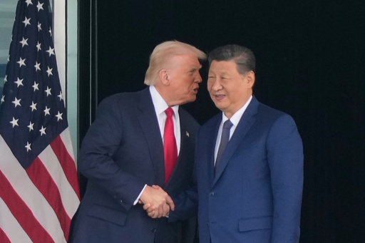 President Donald Trump, left, and Chinese President Xi Jinping, right, shake hands after their U.S.-China summit meeting at Gimhae International Airport Jinping in Busan, South Korea, Thursday, Oct. 30, 2025. (AP Photo/Mark Schiefelbein) President Donald Trump, left, and Chinese President Xi Jinping, right, shake hands after their U.S.-China summit meeting at Gimhae International Airport Jinping in Busan, South Korea, Thursday, Oct. 30, 2025. (AP Photo/Mark Schiefelbein)