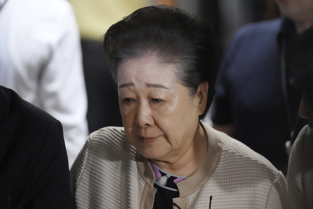 Hak Ja Han, the leader of South Korea's Unification Church, arrives at a special prosecutor's office in Seoul, South Korea, Wednesday, Sept. 17, 2025. (AP Photo/Lee Jin-man)