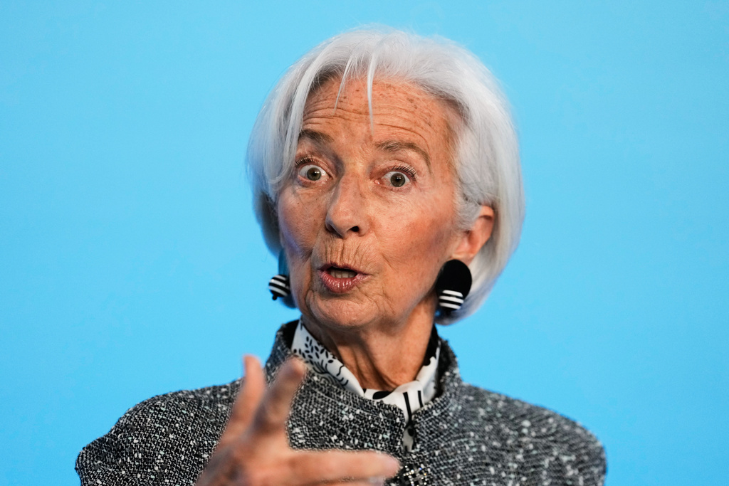 President of European Central Bank Christine Lagarde addresses the media during a press conference after an ECB's governing council meeting in Frankfurt, Germany, Thursday, March 19, 2026. (AP Photo/Michael Probst)
