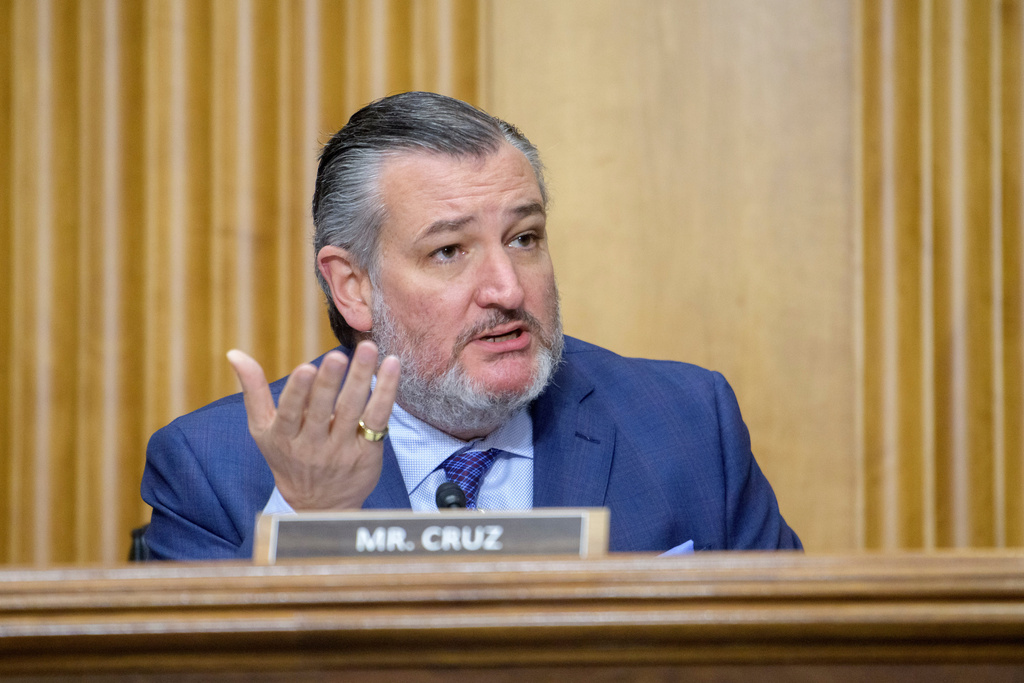 Sen. Ted Cruz, R-Texas, questions Amer Ghalib during a Senate Committee on Foreign Relations hearing on his pending nomination to be U.S. Ambassador to Kuwait, on Capitol Hill, Thursday, Oct. 23, 2025, in Washington. (AP Photo/Rod Lamkey, Jr.)