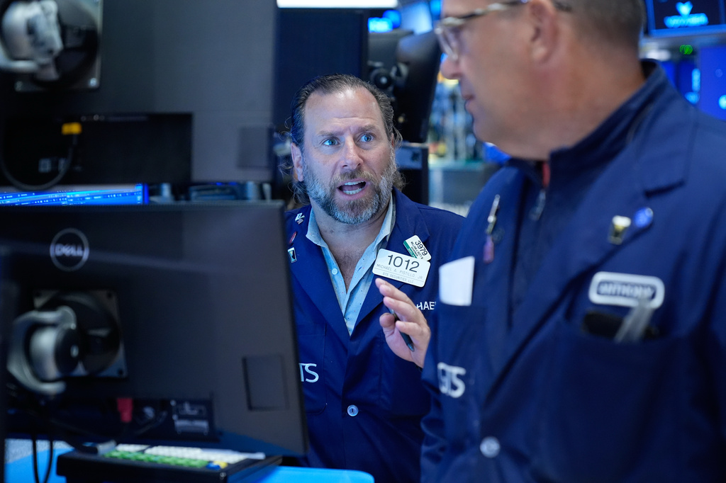 Michael Pistillo works on the floor at the New York Stock Exchange in New York, Monday, Sept. 14, 2026. (AP Photo/Seth Wenig)