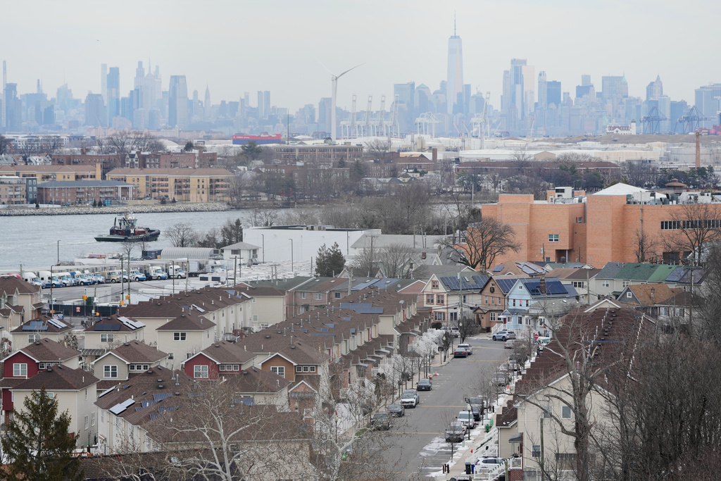The skyline of lower Manhattan is seen behind the Staten Island borough of New York, Friday, Jan. 23, 2026. (AP Photo/Seth Wenig)