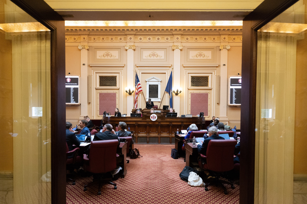 FILE - Republican gubernatorial candidate and Lt. Gov. Winsome Earle-Sears resides over the Virginia Senate during a special legislative session in Richmond, Va., Oct. 29, 2025. (Mike Kropf/Richmond Times-Dispatch via AP, File)