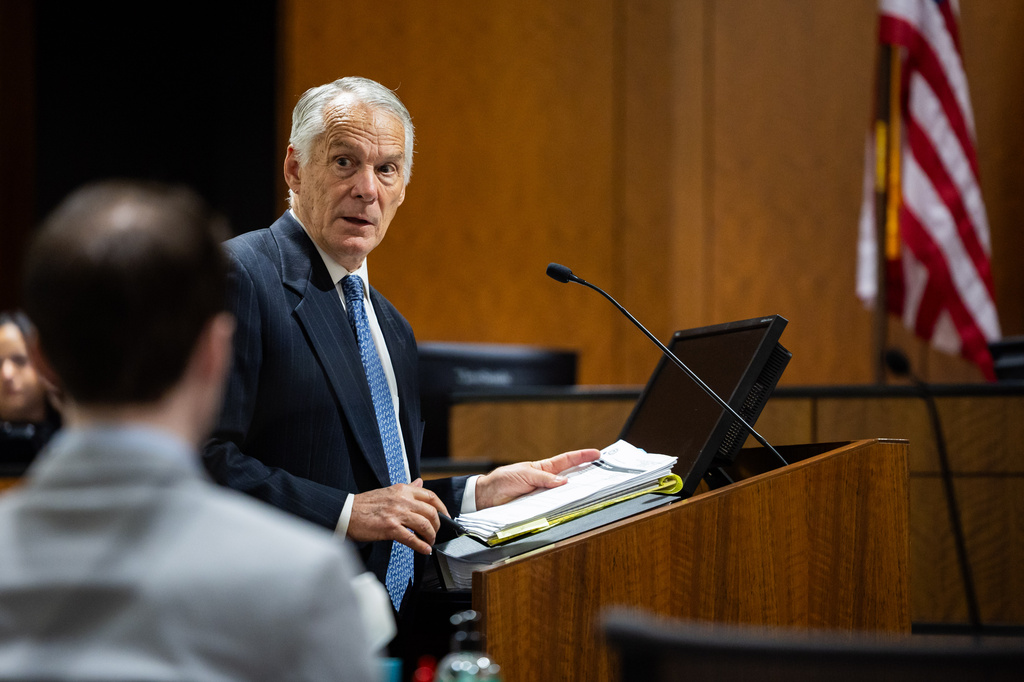 Defense attorney Michael Burt speaks during a preliminary hearing for Tyler Robinson, the Utah man accused of fatally shooting Charlie Kirk, at the 4th District Court in Provo, Utah, Friday, July 10, 2026. (Tess Crowley/The Deseret News via AP, Pool)