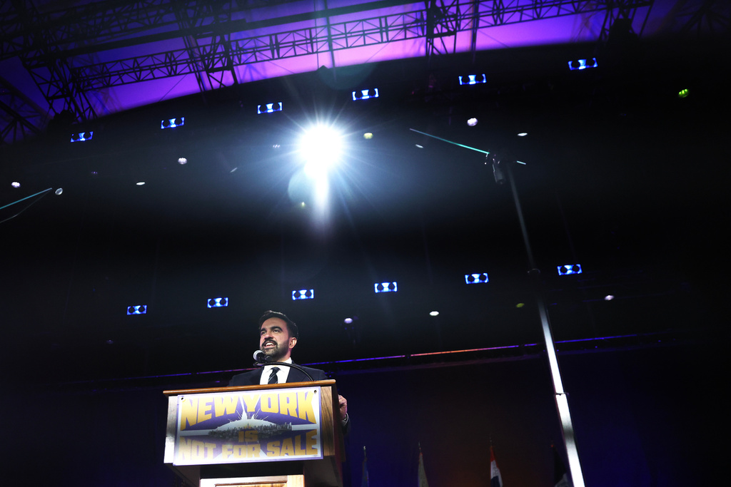 New York City mayoral candidate Zohran Mamdani speaks during a rally, Sunday, Oct. 26, 2025, in New York. (AP Photo/Heather Khalifa)