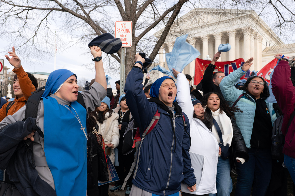 FILE - Anti-abortion activists rally outside of the U.S. Supreme Court during the March for Life in Washington, Friday, Jan. 23, 2026. (AP Photo/Jose Luis Magana, File)