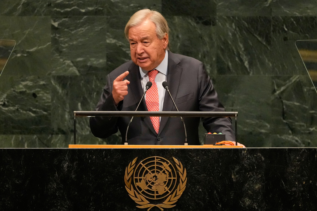United Nations Secretary-General Antonio Guterres speaks during the 81st session of the United Nations General Assembly at United Nations headquarters, Tuesday, Sept. 22, 2026. (AP Photo/Seth Wenig)