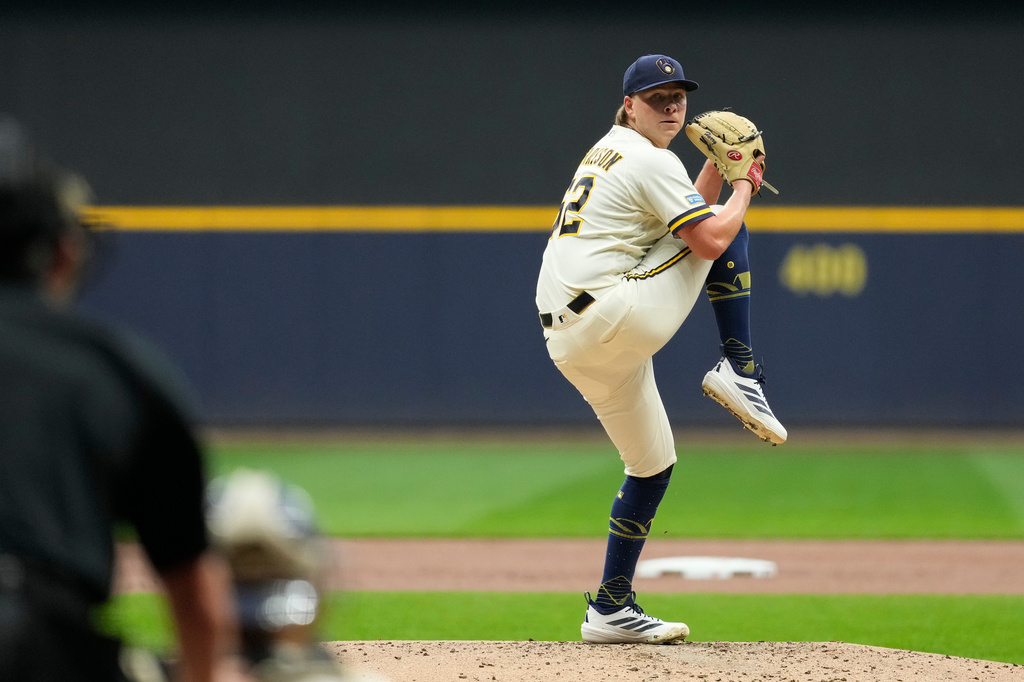 Milwaukee Brewers' Kyle Harrison pitches during the second inning of a baseball game against the Pittsburgh Pirates, Wednesday, Aug. 5, 2026, in Milwaukee. (AP Photo/Aaron Gash)