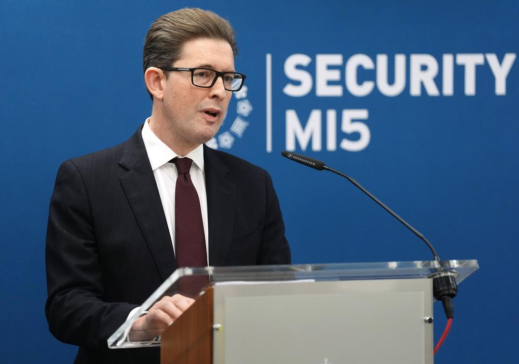Director General of MI5, the UK's Security Service, Ken McCallum, delivers the annual Director General's Speech at Thames House, the headquarters of the UK's Security Service in London on Thursday Oct.r 16, 2025. (Jonathan Brady /PA via AP)