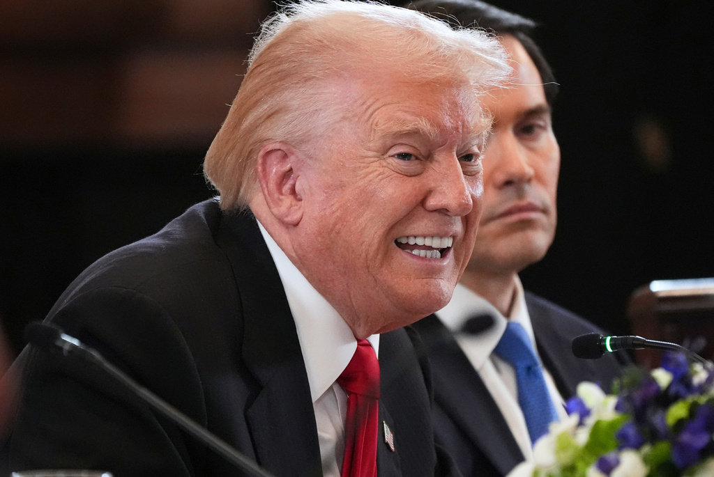 President Donald Trump attends a dinner with leaders from countries in Central Asia, Thursday, Nov. 6, 2025, in the East Room of the White House in Washington. (AP Photo/Jacquelyn Martin)