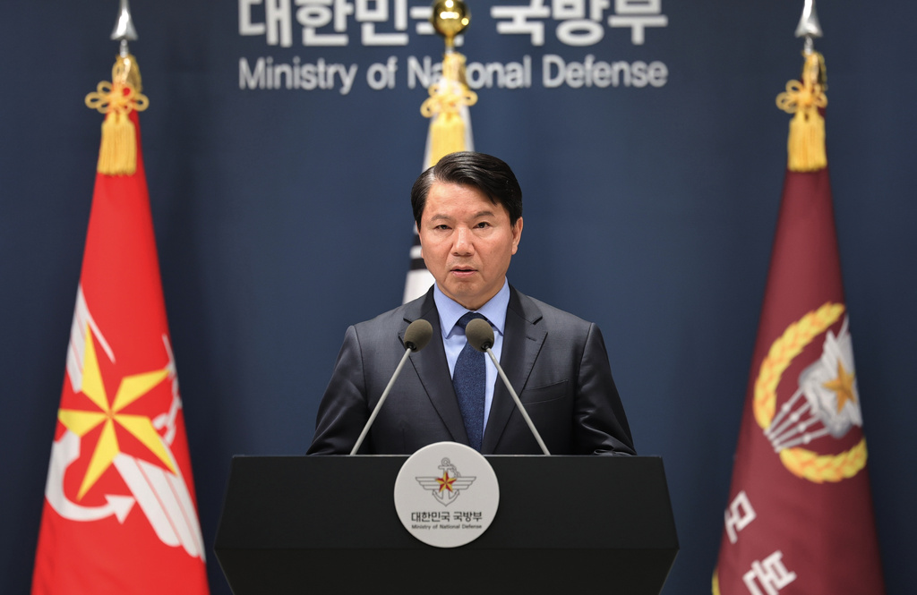 Kim Hong-Cheol, South Korea's deputy minister for defense policy, speaks during a press briefing at the Defense Ministry in Seoul, South Korea, Friday, Oct. 23, 2026. (Suh Dae-yeon/Yonhap via AP)