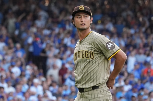 San Diego Padres' Yu Darvish leaves the game during the second inning of Game 3 of a National League wild card baseball game against the Chicago Cubs Thursday, Oct. 2, 2025, in Chicago. (AP Photo/Nam Huh) San Diego Padres' Yu Darvish leaves the game during the second inning of Game 3 of a National League wild card baseball game against the Chicago Cubs Thursday, Oct. 2, 2025, in Chicago. (AP Photo/Nam Huh)