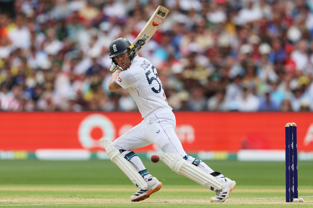 England's Ben Stokes bats during play on day three of the third Ashes cricket test between England and Australia in Adelaide, Australia, Friday, Dec. 19, 2025. (AP Photo/James Elsby)