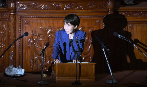 Japan's Prime Minister Sanae Takaichi delivers a policy speech at parliament in Tokyo Friday, Oct. 24, 2025. (Tsuyoshi Ueda/Kyodo News via AP) Japan's Prime Minister Sanae Takaichi delivers a policy speech at parliament in Tokyo Friday, Oct. 24, 2025. (Tsuyoshi Ueda/Kyodo News via AP)